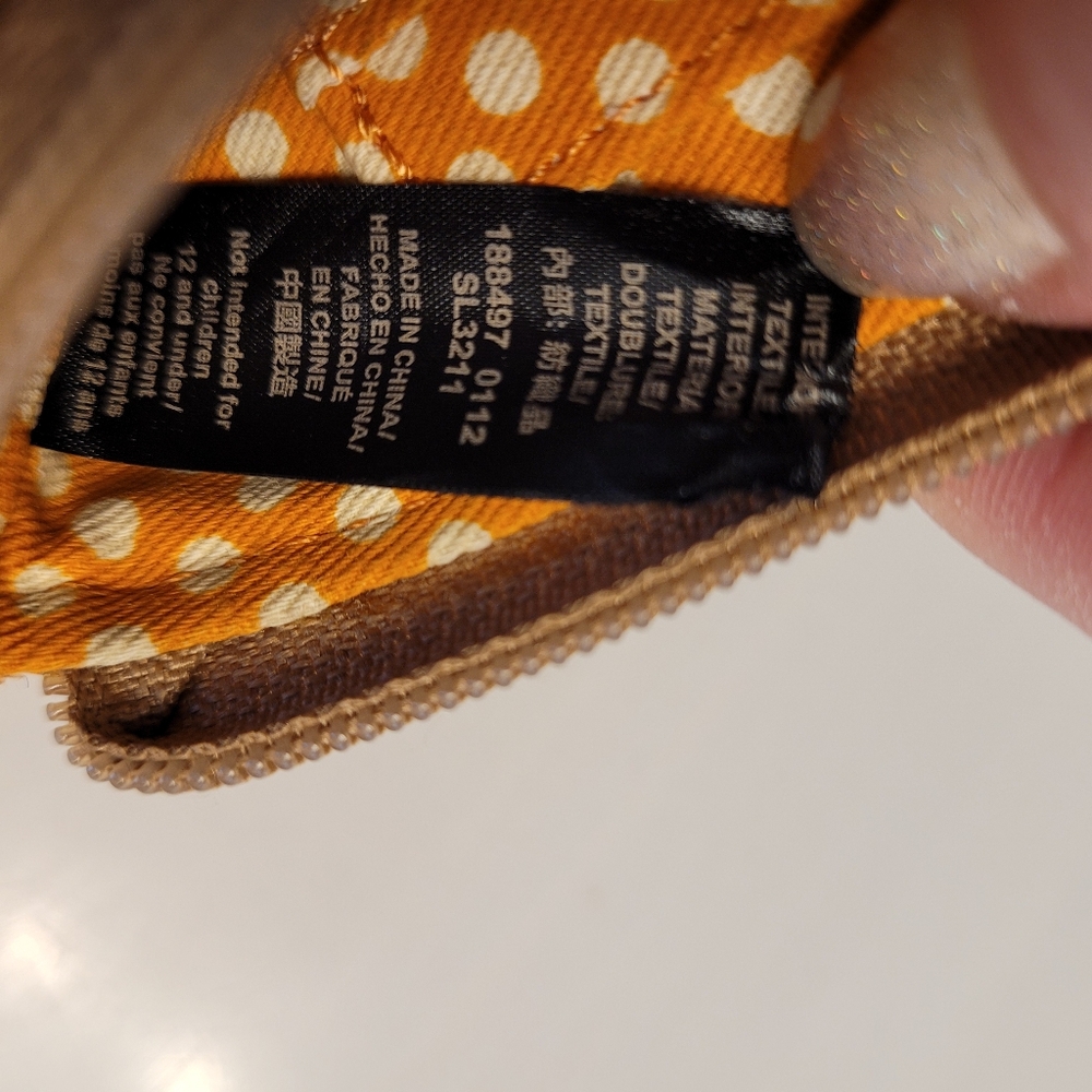 FOSSIL CLUTCH "Flower & Sunshine" Light Brown Leather w/ Pink, Orange, & Cream - Picture 8 of 12